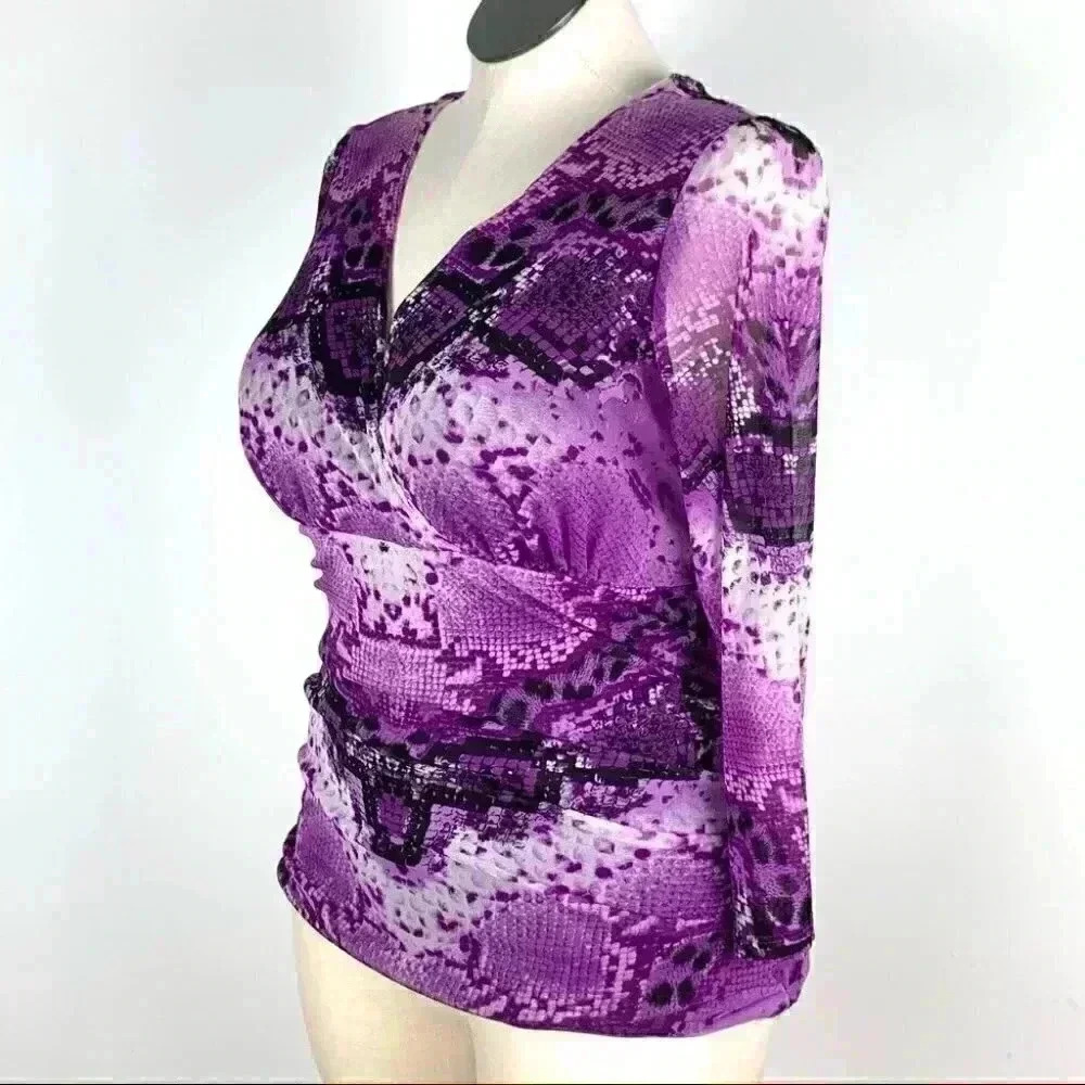 INC International concepts top size XL python faux wrap sheer vintage Y2k - Picture 5 of 8